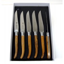 Arvalet Genes David - Estuche 6 cuchillos mesa de madera de olivo