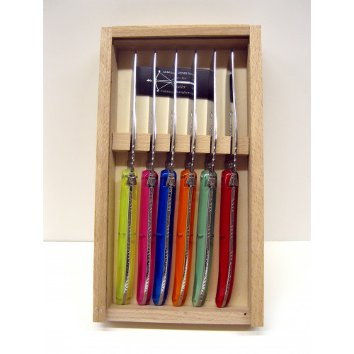 Arbalète Genès Davis - Estuche 6 cuchillos mesa de metraquilato fluorescentes