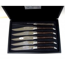 Laguiole Aubrac - Estuche 6 Cuchillos mesa de madera Wengue 2