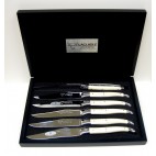Laguiole en Aubrac - Estuche de 6 cuchillos hechos con hueso de ciervo